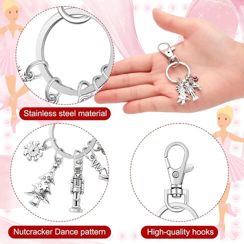 Tondiamo 16 Pcs Nutcracker Ballet Keychains for Ballerina Gifts Bulk Recital Dancer Valentine Galentine Gift with Nutcracker Charms for Ballet Lover Friends in Saudi Arabia