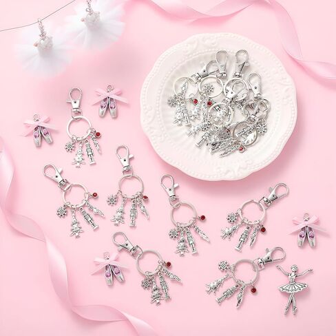 Tondiamo 16 Pcs Nutcracker Ballet Keychains for Ballerina Gifts Bulk Recital Dancer Valentine Galentine Gift with Nutcracker Charms for Ballet Lover Friends in Saudi Arabia