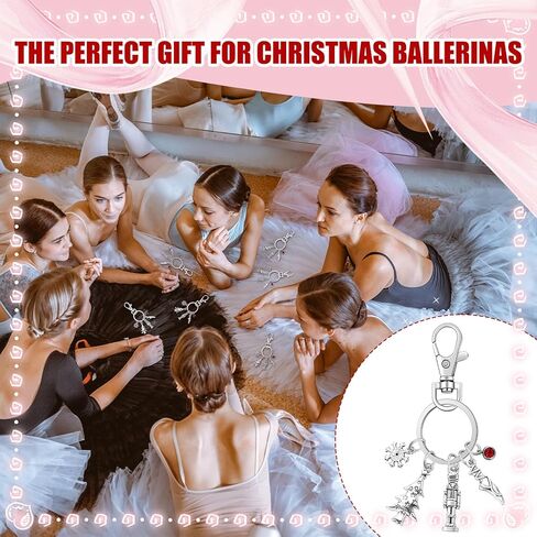 Tondiamo 16 Pcs Nutcracker Ballet Keychains for Ballerina Gifts Bulk Recital Dancer Valentine Galentine Gift with Nutcracker Charms for Ballet Lover Friends in Saudi Arabia