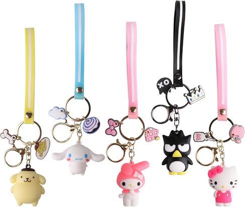 Cute Keychains,Keychain Gift,Key Chain Accessories Wristlet Cartoon Keychain,Ornament Durable Accessory for womens Handbag,Carkey(5 Pack) in Kuwait