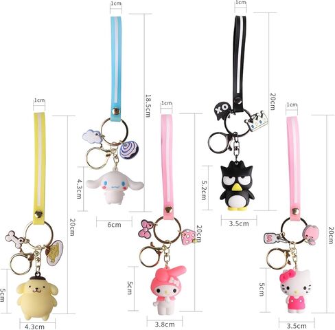 Cute Keychains,Keychain Gift,Key Chain Accessories Wristlet Cartoon Keychain,Ornament Durable Accessory for womens Handbag,Carkey(5 Pack) in Kuwait