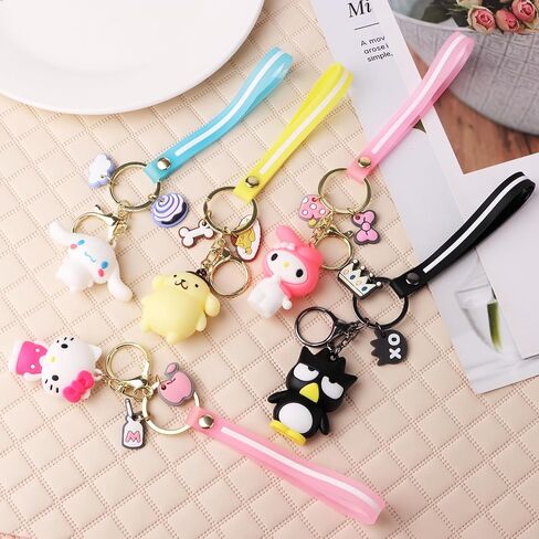 Cute Keychains,Keychain Gift,Key Chain Accessories Wristlet Cartoon Keychain,Ornament Durable Accessory for womens Handbag,Carkey(5 Pack) in Kuwait