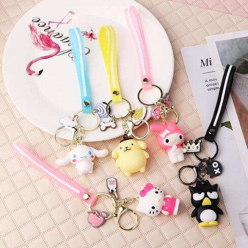 Cute Keychains,Keychain Gift,Key Chain Accessories Wristlet Cartoon Keychain,Ornament Durable Accessory for womens Handbag,Carkey(5 Pack) in Kuwait