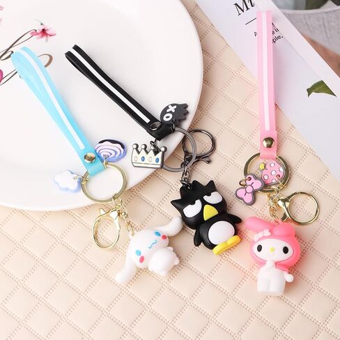Cute Keychains,Keychain Gift,Key Chain Accessories Wristlet Cartoon Keychain,Ornament Durable Accessory for womens Handbag,Carkey(5 Pack) in Kuwait
