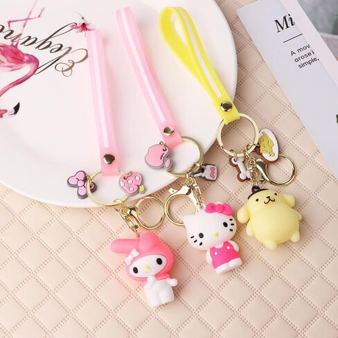 Cute Keychains,Keychain Gift,Key Chain Accessories Wristlet Cartoon Keychain,Ornament Durable Accessory for womens Handbag,Carkey(5 Pack) in Kuwait