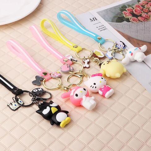 Cute Keychains,Keychain Gift,Key Chain Accessories Wristlet Cartoon Keychain,Ornament Durable Accessory for womens Handbag,Carkey(5 Pack) in Kuwait