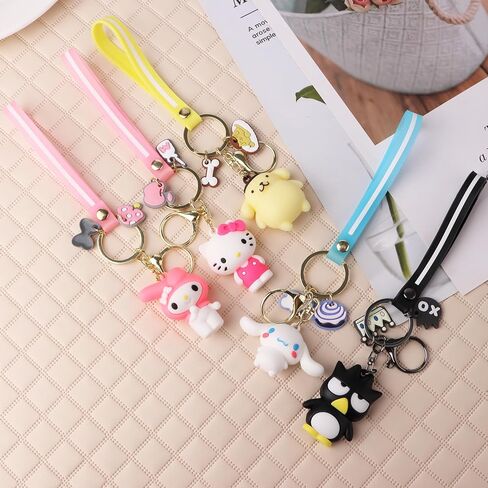 Cute Keychains,Keychain Gift,Key Chain Accessories Wristlet Cartoon Keychain,Ornament Durable Accessory for womens Handbag,Carkey(5 Pack) in Kuwait