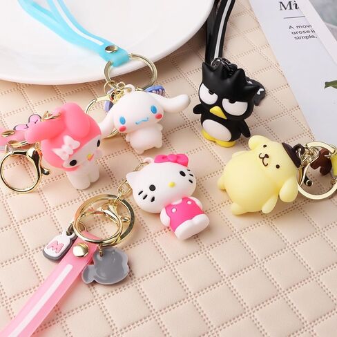 Cute Keychains,Keychain Gift,Key Chain Accessories Wristlet Cartoon Keychain,Ornament Durable Accessory for womens Handbag,Carkey(5 Pack) in Kuwait