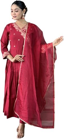 Heavy Embroidered Straight Suit Kurta Set with Pants & Dupatta Heavy Viscose in Saudi Arabia
