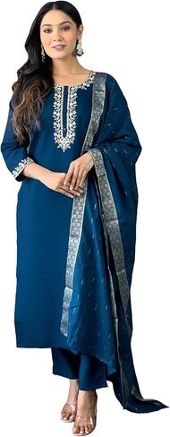 Heavy Embroidered Straight Suit Kurta Set with Pants & Dupatta Heavy Viscose in Saudi Arabia