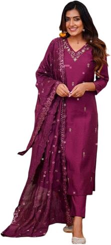 Heavy Embroidered Straight Suit Kurta Set with Pants & Dupatta Heavy Viscose in Saudi Arabia