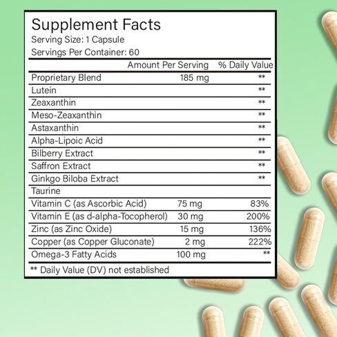 14-in-1 Advanced Eye Vitamin Supplement with Lutein, Zeaxanthin, Bilberry Extract & Zinc for Adults - Supports Vision, Macula & Blue Light Protection - 60 Capsules (01) in Saudi Arabia