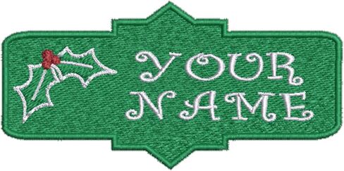 Custom"Your Name" Christmas Stocking Name Tag 4" W x 2" T Embroidered Patch Iron-On or Sew-On/Green and White Personalized Applique - Festive Font - Vest Clothing - Merry Christmas, Santa, Holly in Saudi Arabia
