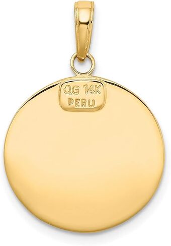 Saint Christopher Protect Us Words on Round Solid Medal Pendant in Real 14k Gold in Saudi Arabia