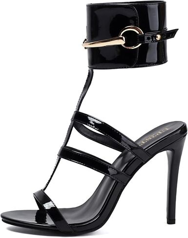 UP2STEP نساء براءات الاختراع المفتوحة تو T-حزام Strappy Slingback الكاحل التعادل حتى خنجر عالية الكعب الصنادل لحفلة موسيقية in Kuwait