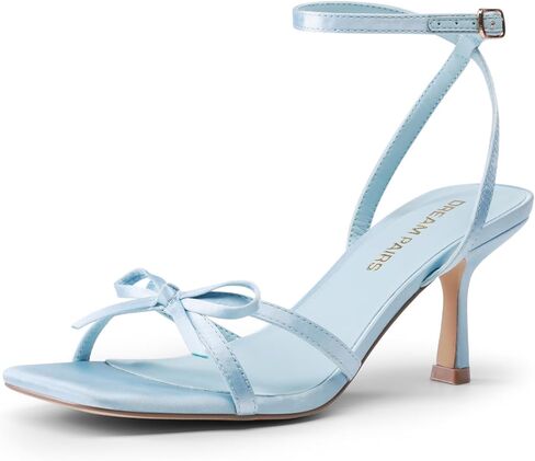 DREAM PAIRS Women's Bow Heels -Kitten Heels for Women, Square Toe Strappy Heeled Sandals, Elegant Wedding & Bridal Bownots Sandals for Formal & Special Occasions in Kuwait