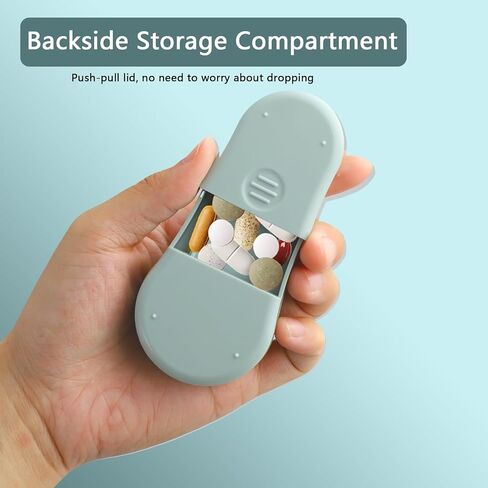 مقسم حبوب الدواء للحبوب الصغيرة والصغيرة، مقسم حبوب الدواء الأخضر للحبوب الصغيرة، سهل الفتح مع واقي شفرة أمان، مناسب للسفر ورحلة العمل (1.96 * 3.54 * 1.02 بوصة) in Kuwait