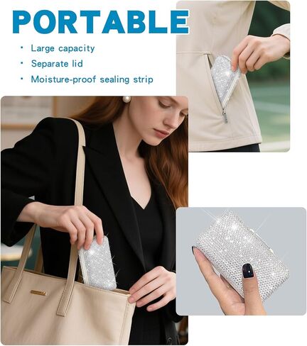 Yivaiks Bling Travel Pill Organizer كريستال حجر الراين 7 مقصورات علبة حبوب منع الحمل المحمولة صندوق حبوب منع الحمل اليومي لعقد الفيتامينات حاوية حبوب منع الحمل الصغيرة لمحفظة الجيب منظم الطب (أبيض) in Kuwait