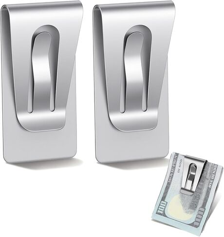 2PCS Stainless Steel Money Clips, Money Clips for Men, Pocket Wallet Clip for Credit Card Storage in Saudi Arabia