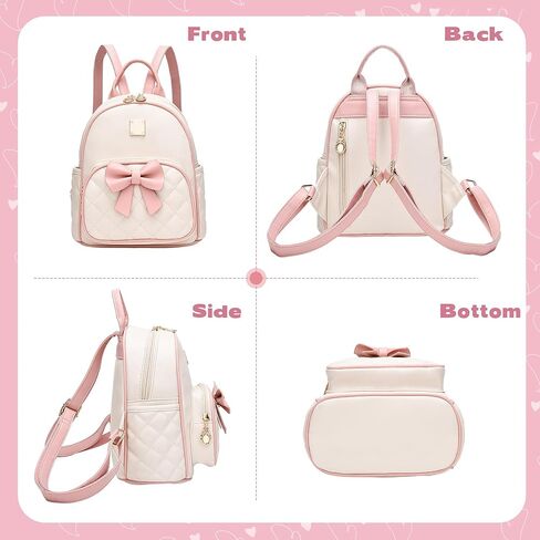 Mini Backpack for Girls Cute Bow Backpack Leather Small Backpack Purse for Women Teen Girl Gifts Trendy Stuff for Kids Pink in Saudi Arabia