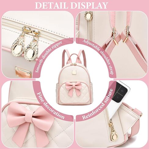 Mini Backpack for Girls Cute Bow Backpack Leather Small Backpack Purse for Women Teen Girl Gifts Trendy Stuff for Kids Pink in Saudi Arabia