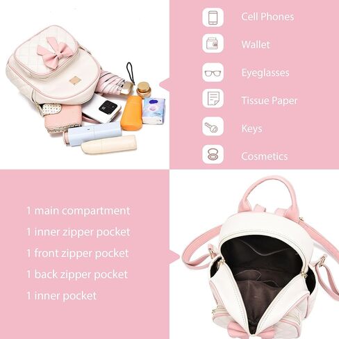 Mini Backpack for Girls Cute Bow Backpack Leather Small Backpack Purse for Women Teen Girl Gifts Trendy Stuff for Kids Pink in Saudi Arabia