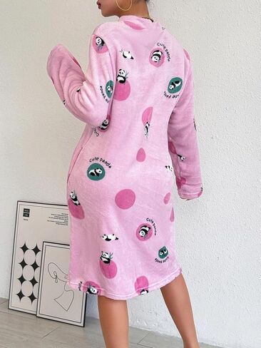 Women Thickened Robe, Long Sleeve Zipper Cozy Winter Loungewear Home Wear Pocket Design Warm Dressing Relaxed Fit Sleepwear in Saudi Arabia