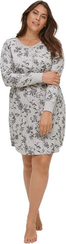 ellos Plus Size Long Sleeve Henley Sleepshirt in Saudi Arabia