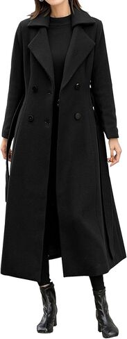 IDEALSANXUN Womens Long Wool Coats Fall Winter Double Breasted Trench Coat Peacoat Dressy Jackets in Saudi Arabia