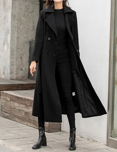 IDEALSANXUN Womens Long Wool Coats Fall Winter Double Breasted Trench Coat Peacoat Dressy Jackets in Saudi Arabia