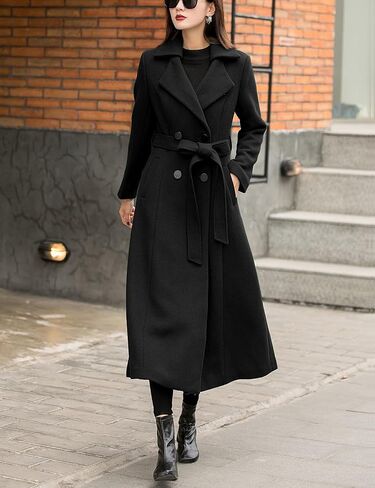 IDEALSANXUN Womens Long Wool Coats Fall Winter Double Breasted Trench Coat Peacoat Dressy Jackets in Saudi Arabia