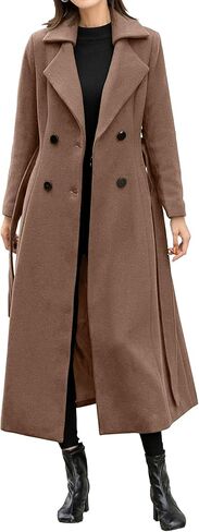 IDEALSANXUN Womens Long Wool Coats Fall Winter Double Breasted Trench Coat Peacoat Dressy Jackets in Saudi Arabia