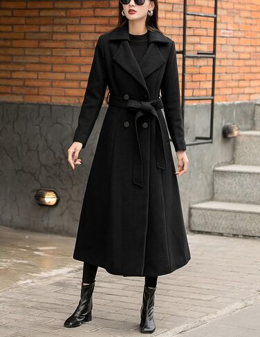 IDEALSANXUN Womens Long Wool Coats Fall Winter Double Breasted Trench Coat Peacoat Dressy Jackets in Saudi Arabia
