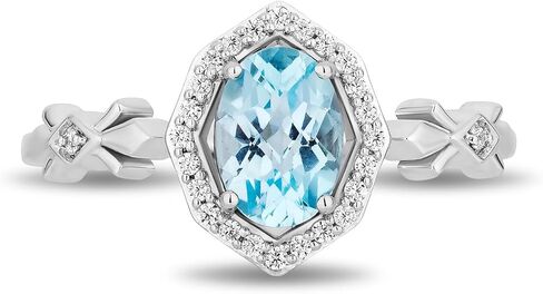 Jewelili Enchanted Disney Fine Jewelry Sterling Silver with 1/10 CTTW Diamond and Sky Blue Topaz Elsa Ring Size 8 in Saudi Arabia