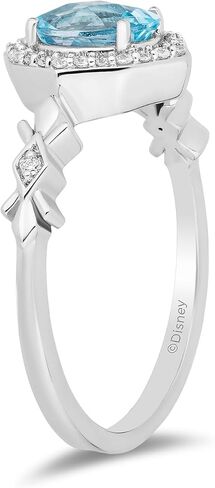 Jewelili Enchanted Disney Fine Jewelry Sterling Silver with 1/10 CTTW Diamond and Sky Blue Topaz Elsa Ring Size 8 in Saudi Arabia
