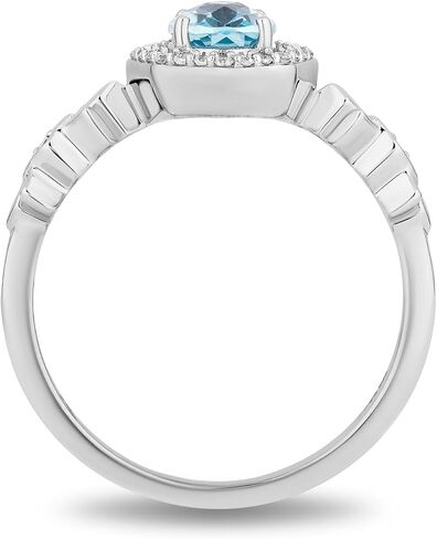 Jewelili Enchanted Disney Fine Jewelry Sterling Silver with 1/10 CTTW Diamond and Sky Blue Topaz Elsa Ring Size 8 in Saudi Arabia