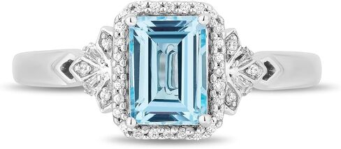 Jewelili Enchanted Disney Fine Jewelry Sterling Silver with 1/10 CTTW Diamonds and Sky Blue Topaz Elsa Ring Size 8 in Saudi Arabia