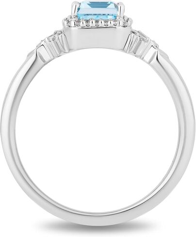 Jewelili Enchanted Disney Fine Jewelry Sterling Silver with 1/10 CTTW Diamonds and Sky Blue Topaz Elsa Ring Size 8 in Saudi Arabia
