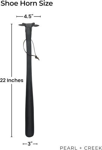 لبيسة بقرة طويلة مقاس 22 بوصة من جيفز - ألومنيوم أسود غير لامع - لبيسة حذاء معدنية مزخرفة لغرفة نوم الرجال أو المدخل - هدية عملية مصنوعة يدويًا in Kuwait