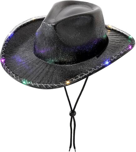 قبعة رعاة البقر من WOOH للنساء، قبعات رعاة البقر للحفلات للنساء، قبعة رعاة البقر المضيئة الملونة لأزياء الهالوين in Kuwait