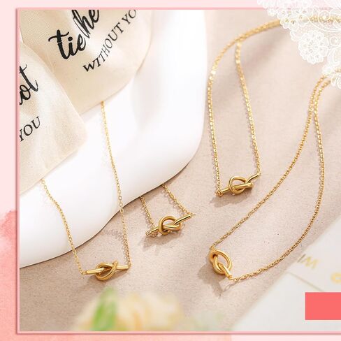 Tondiamo 6 Sets Friendship Necklace for Women Love Knot Necklace with Canvas Drawstring Bags Friendship Galentines Jewelry Gifts for Best Friend Soul Sister Birthday Valentine's Day Gifts in Saudi Arabia