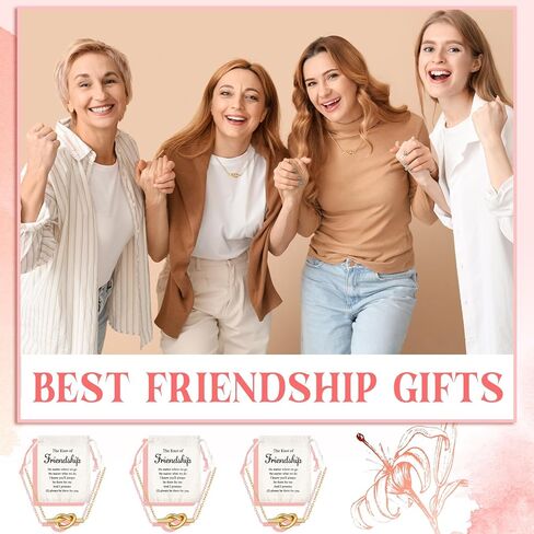 Tondiamo 6 Sets Friendship Necklace for Women Love Knot Necklace with Canvas Drawstring Bags Friendship Galentines Jewelry Gifts for Best Friend Soul Sister Birthday Valentine's Day Gifts in Saudi Arabia