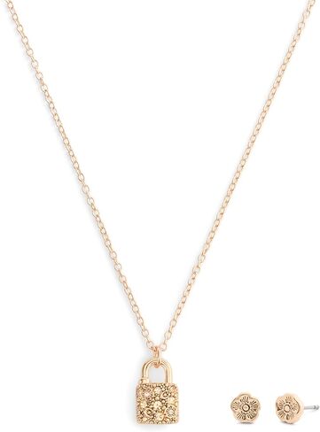 مجموعة مجوهرات نسائية من COACH Jewelry بقلادة وأقراط بقفل C Pavé in Saudi Arabia