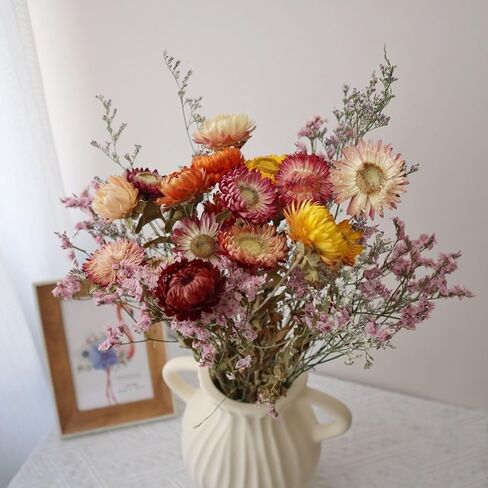 20Pcs Natural Dried Daisy Flowers Bouquet - Multicolor Daisy Dried Sunflowers Bouquet, Dry Flower Arrangements for Wedding, Table Vase Decor, Home Office Party Farmhouse Decoration in Saudi Arabia