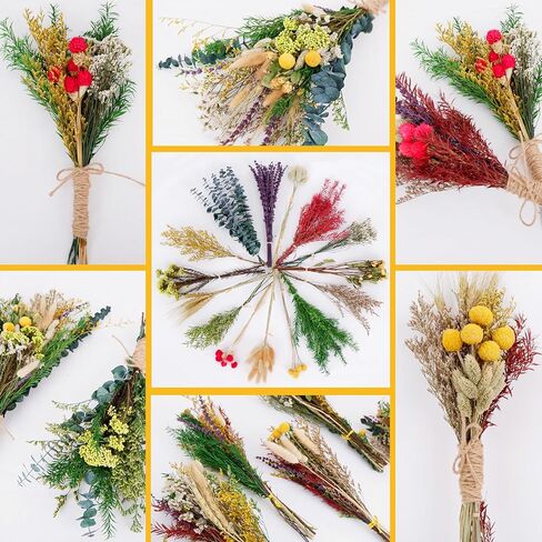 باقة زهور مجففة 110 قطعة - مجموعة زهور محفوظة من 15 نوعًا مع 12 بوصة لافندر وأوكالبتوس وذيول أرنب وورود مجففة لديكور المنزل وحفلات الزفاف وحرف الهدايا والمزهرية وتشكيلة الزهور المصنوعة يدويًا in Kuwait