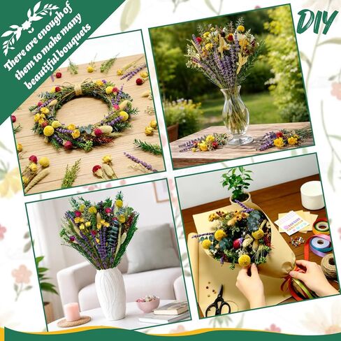 باقة زهور مجففة 110 قطعة - مجموعة زهور محفوظة من 15 نوعًا مع 12 بوصة لافندر وأوكالبتوس وذيول أرنب وورود مجففة لديكور المنزل وحفلات الزفاف وحرف الهدايا والمزهرية وتشكيلة الزهور المصنوعة يدويًا in Kuwait