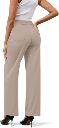 High Waist Stretch Work Pants for Women Straight Leg Business Casual Office Slacks Trousers Formal Wear with Pockets in Saudi Arabia