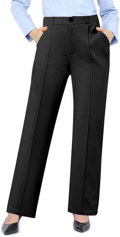 High Waist Stretch Work Pants for Women Straight Leg Business Casual Office Slacks Trousers Formal Wear with Pockets in Saudi Arabia
