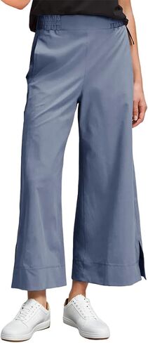 Dokotoo Womens Summer Lightweight High Waist Wide Leg Stretch Baggy Pants Casual Quick Dry Split Cropped Pants with Pockets in Saudi Arabia