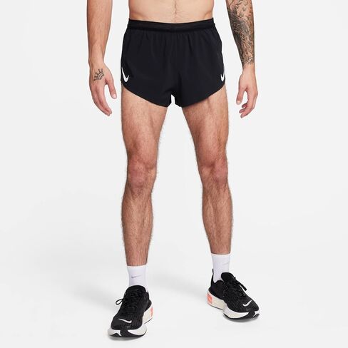 شورت الجري AeroSwift الرجالي Dri-FIT ADV مقاس 2 بوصة من Nike AeroSwift (أسود/أبيض، FN3349-010) مقاس صغير in Kuwait